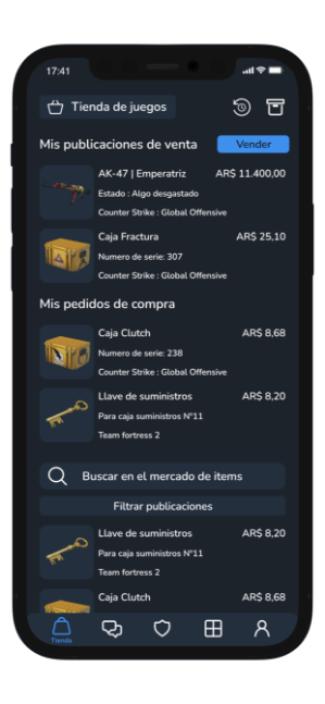Mercado de ítems, mis publicaciones