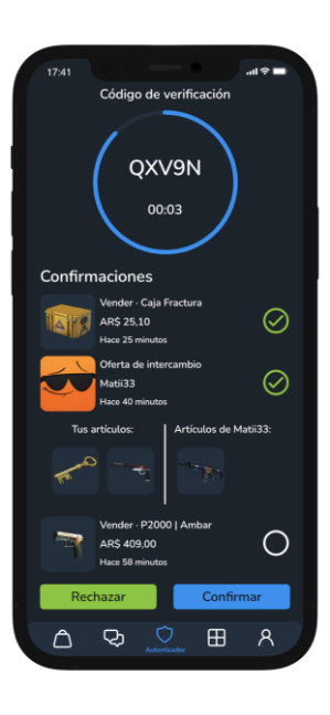 Autenticador y confirmaciones